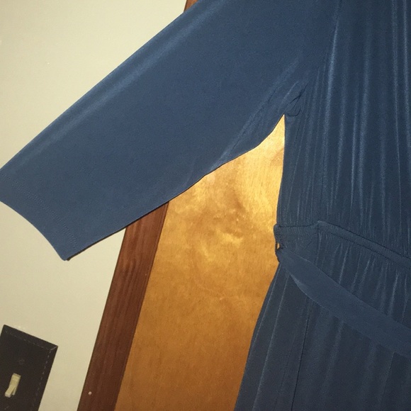 10/12P Quarter Sleeve Teal Sleeve Faux-Wrap Dress - Picture 8 of 13